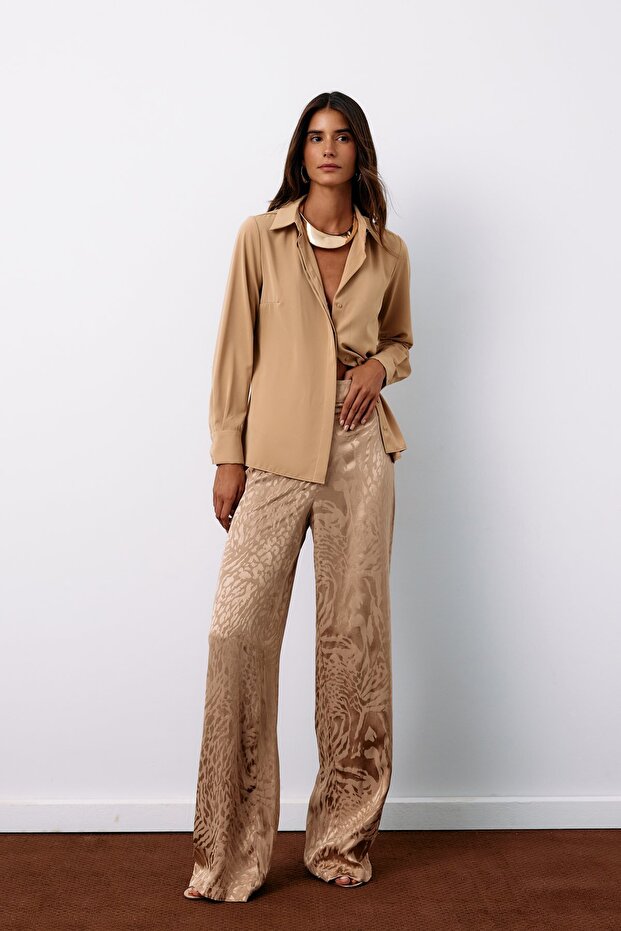 Klasik Düz Gömlek - Camel - 6