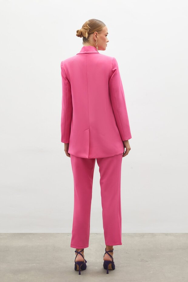 Button Detailed Double Breasted Jacket - Pink - 7