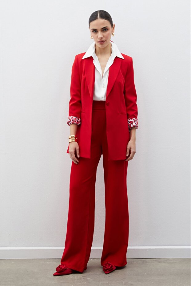 Mono Collar Classic Jacket - Red - 7