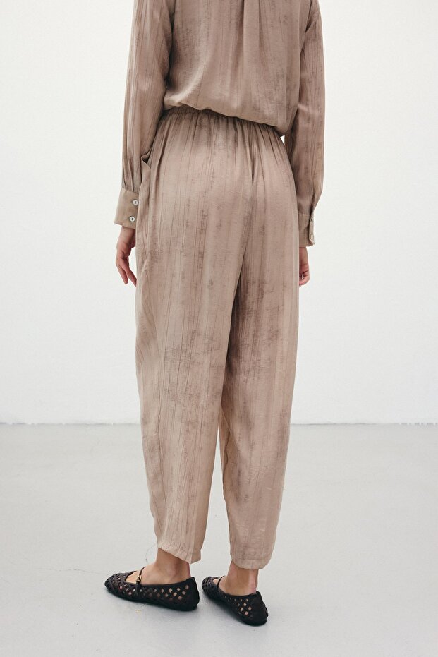 بنطلون منقوش غارق - بيج - 7