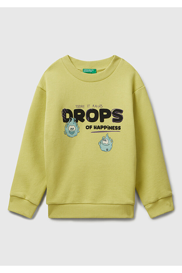 Boy's Mustard Multicolor Printed Relaxed Fit Sweatshirt
