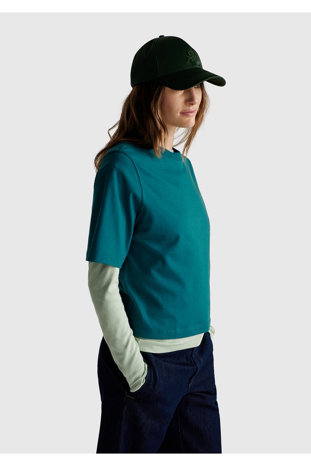 Women's Dark Green 100% Cotton Boxy Fit T-Shirt