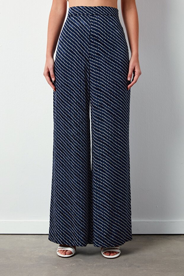 Striped patterned pants - navy blue - 5