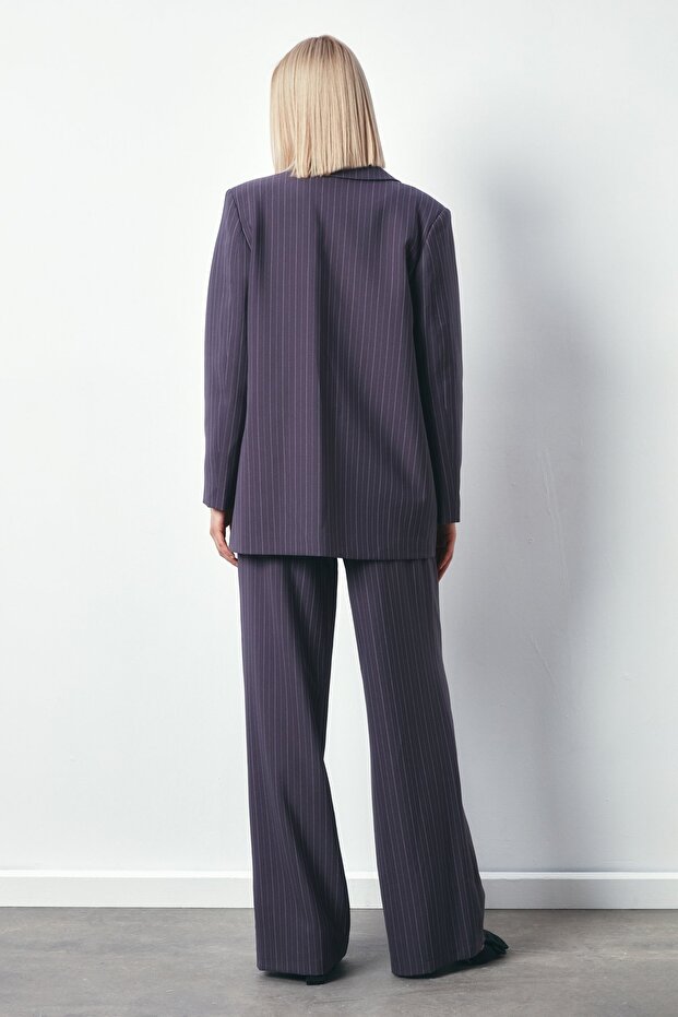 Striped Loose Jacket - Gray - 8