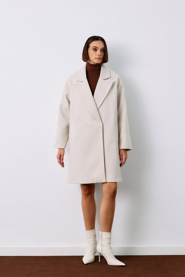 معطف قصير منقوش - حجري - 1