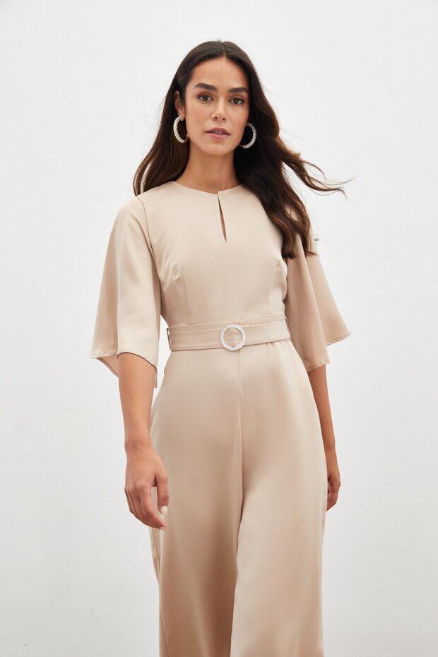 Kemerli Krep Tulum - Bej - 5