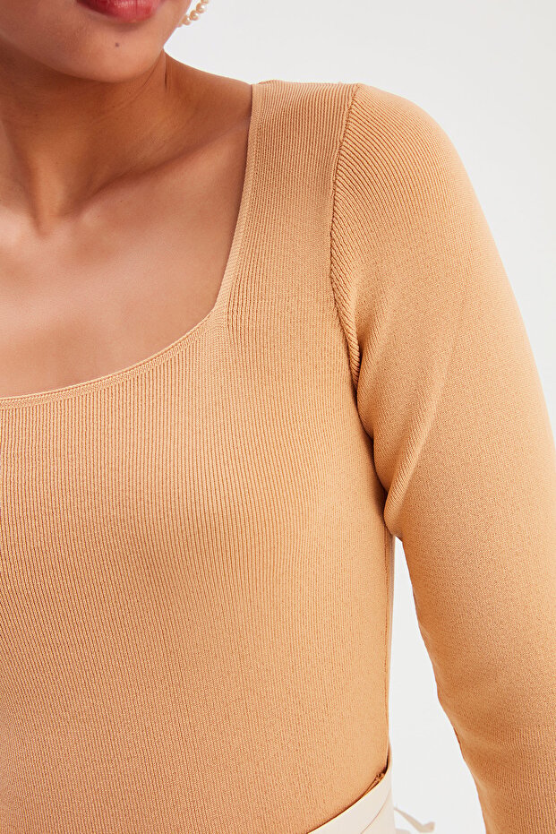 Kare Yaka Triko - Bisküvi - 5