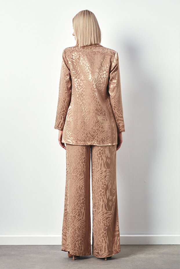 جاكيت منقوش بياقة شال - مينك - 5