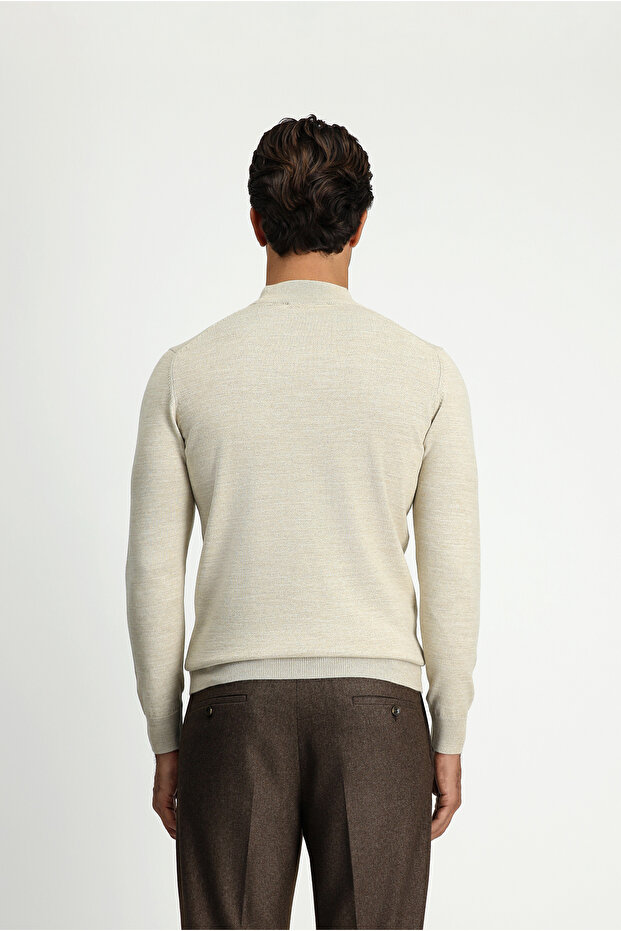 Yarım Balıkçı Yaka Regular Fit Yünlü Basic Örme Triko Kazak - 5