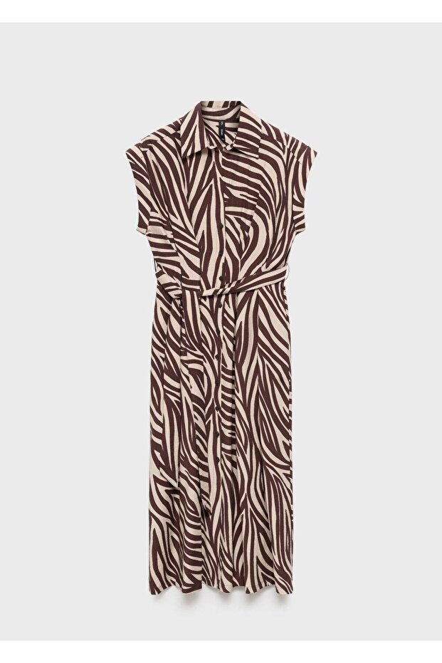 Desenli gömlek elbise - 3