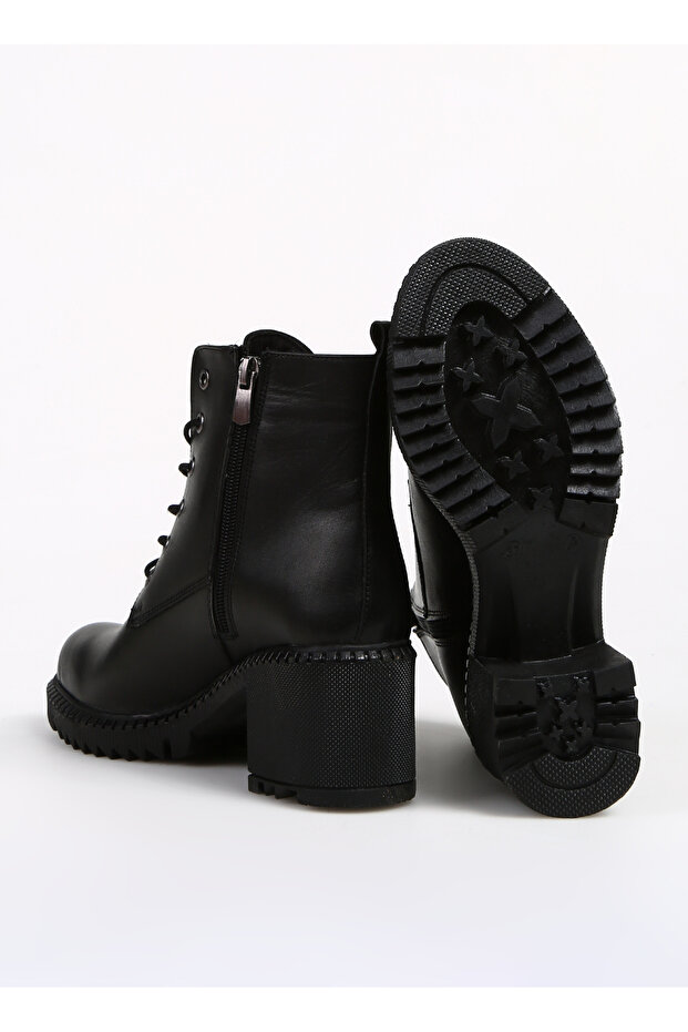 Siyah Kadın Deri Topuklu Bot BUL-240604 - 4