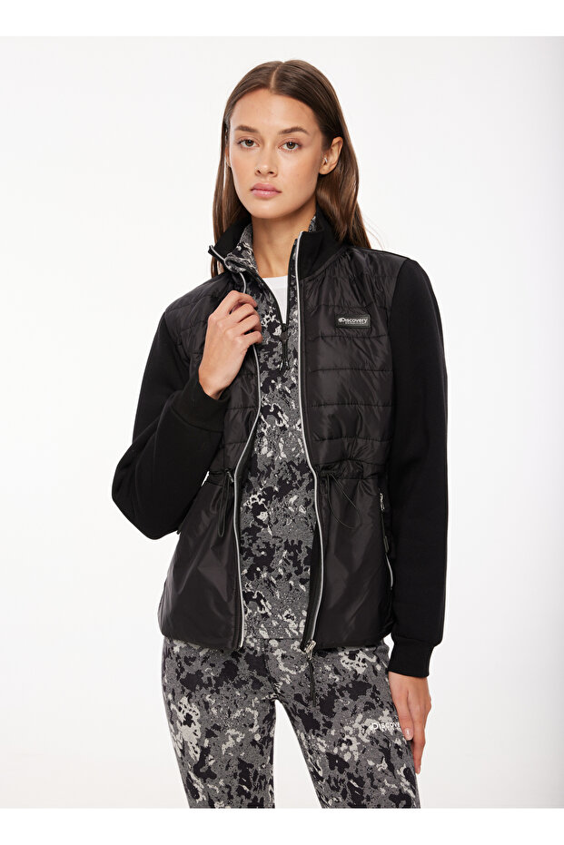 Siyah Kadın Dik Yaka Basic Kapitone Sweatmont D3WL-SWT10 - 2