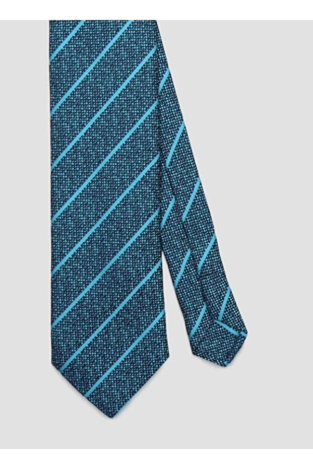 ربطة عنق 8 سم من البوليستر المصنوع من الألياف الدقيقة باللون الأزرق للرجال - 5