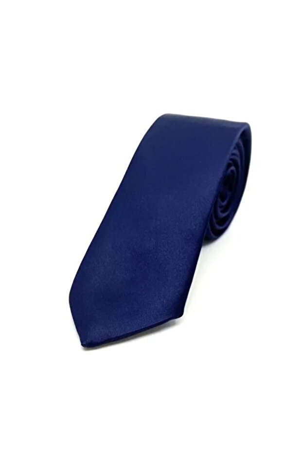 Men's Navy Blue Basic Plain Tie - 4