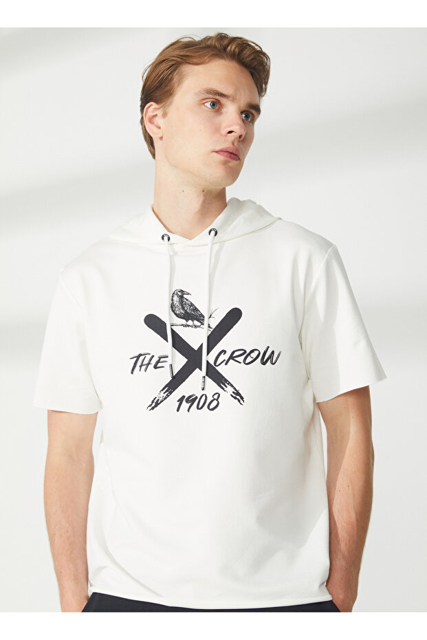 Kapüşon Yaka Beyaz Erkek Sweatshırt TC3903-100 RUN - 1