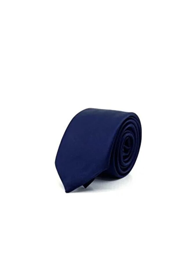 Men's Navy Blue Basic Plain Tie - 5