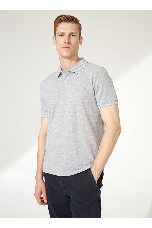 Altıny Yıldız Classics Gray Melange Men's Polo T-Shirt 4A9000000001