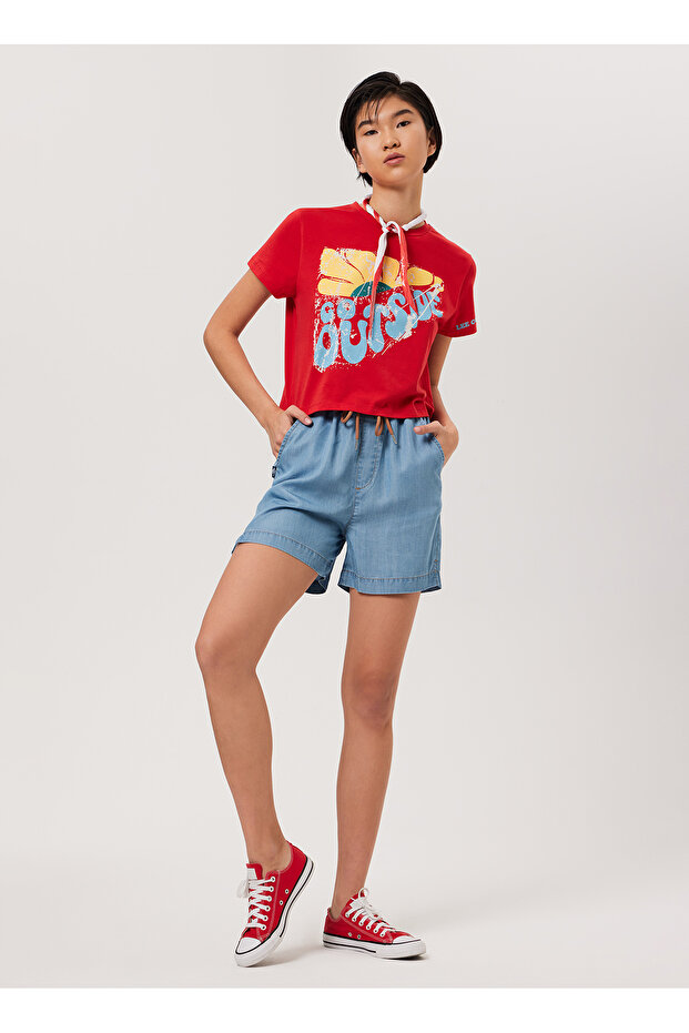 Nancy 2 Kadın Jean Şort Denım - 1