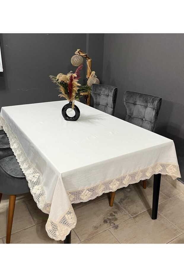 Lace Linen Tablecloth 100% Cotton Buldan Handwork Plain Vintage Tablecloth