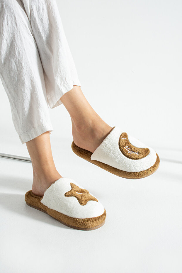 Taba Ay Yıldız Kışlık Kadın Terlik - 6