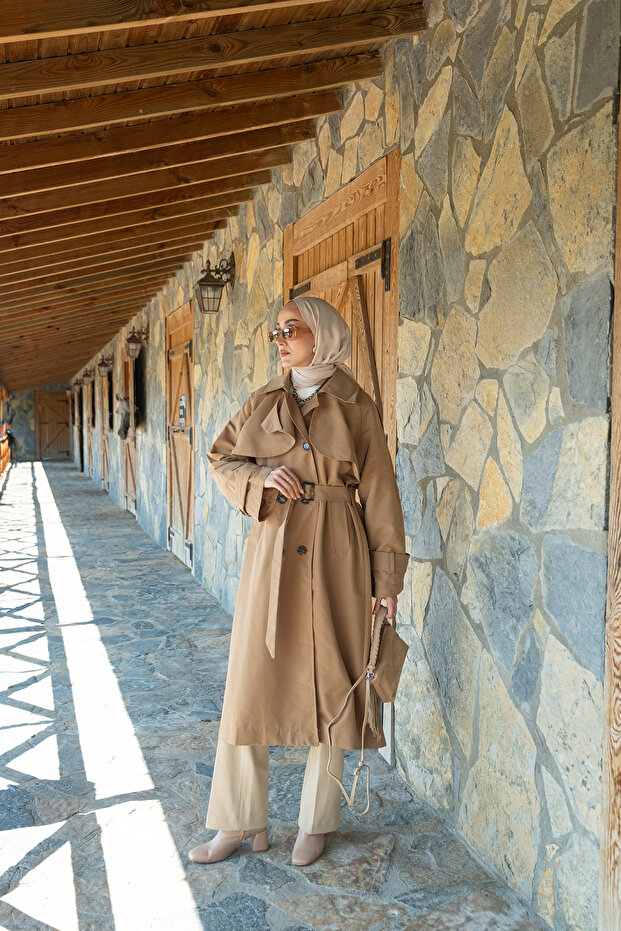 Women's Pocket Collar Trench Coat Mink