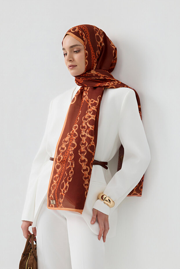 Cotton Twill Şal Loop Line Bordo - 2