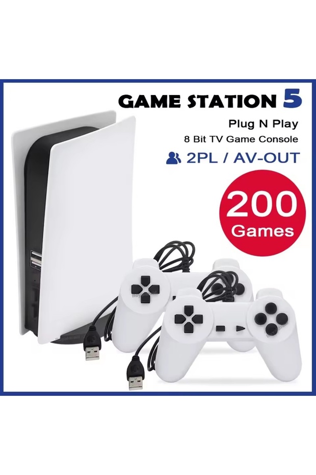 RFV1 GS5 Console Game Station 5 HD Plug & Play Dual Gamepad with 200+ Games (2024) - 6