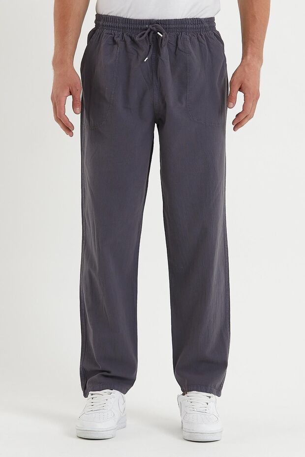 Erkek Füme Renk Basic Relaxed Fit Jogger Pantolon - 1