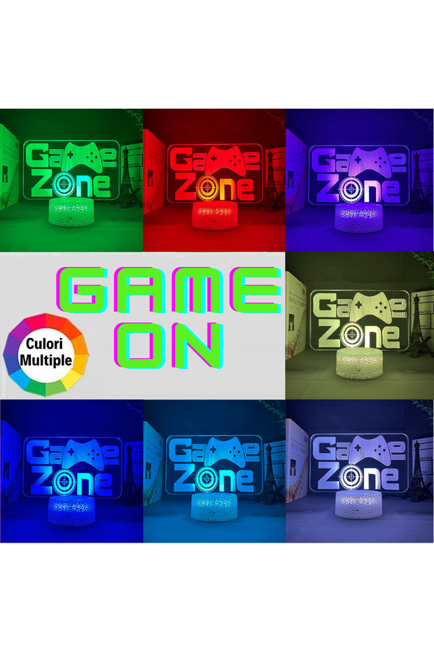 3D LED lamp for games with optical illusion, touch control base, USB / batteries, Game Zone model - 3