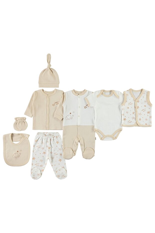 Baby 8-Piece Bodysuit Set - Brown
