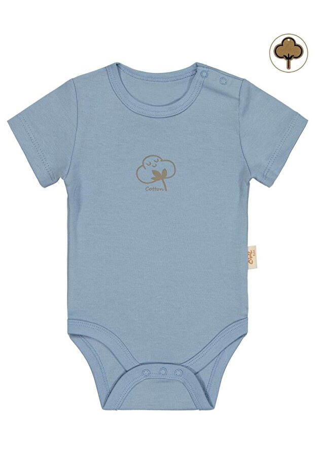 Organic Cotton Pcs K Sleeve 0-18 Months Snap Fastener Bodysuit - Blue 0-1 Month
