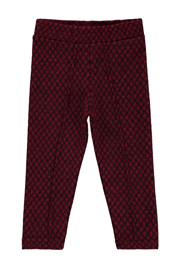 Baklava Pattern Grass Stitched Leggings for 2-5 Years - Burgundy