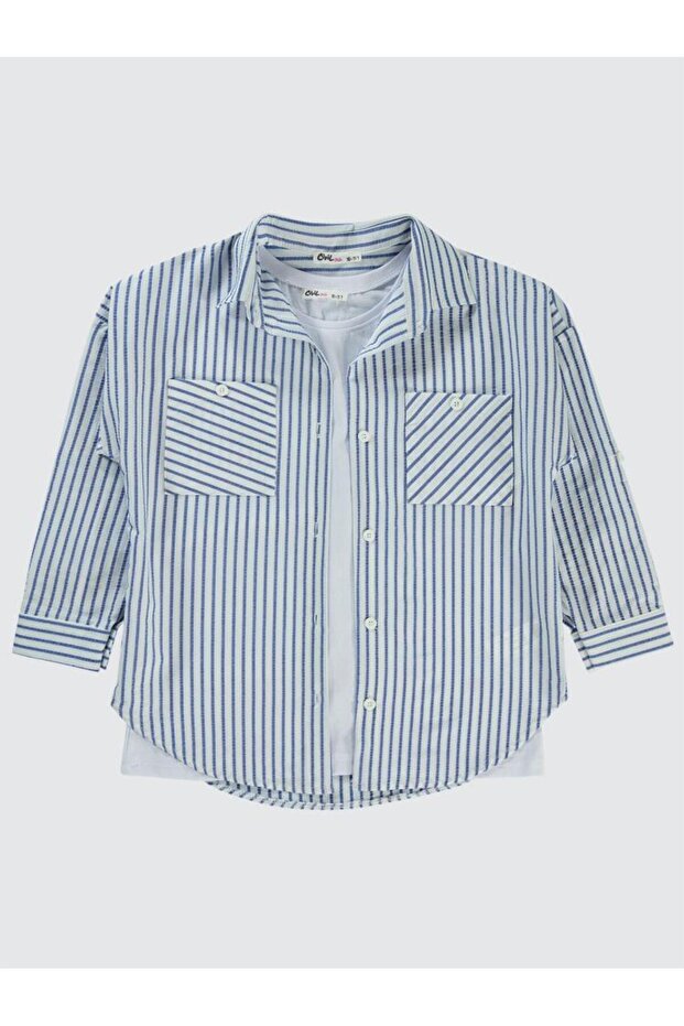 Striped 10-13 Years Old Shirt - Blue