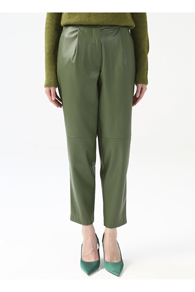 Normal Bel Basic Yeşil Kadın Pantolon Ymn-16 - 3