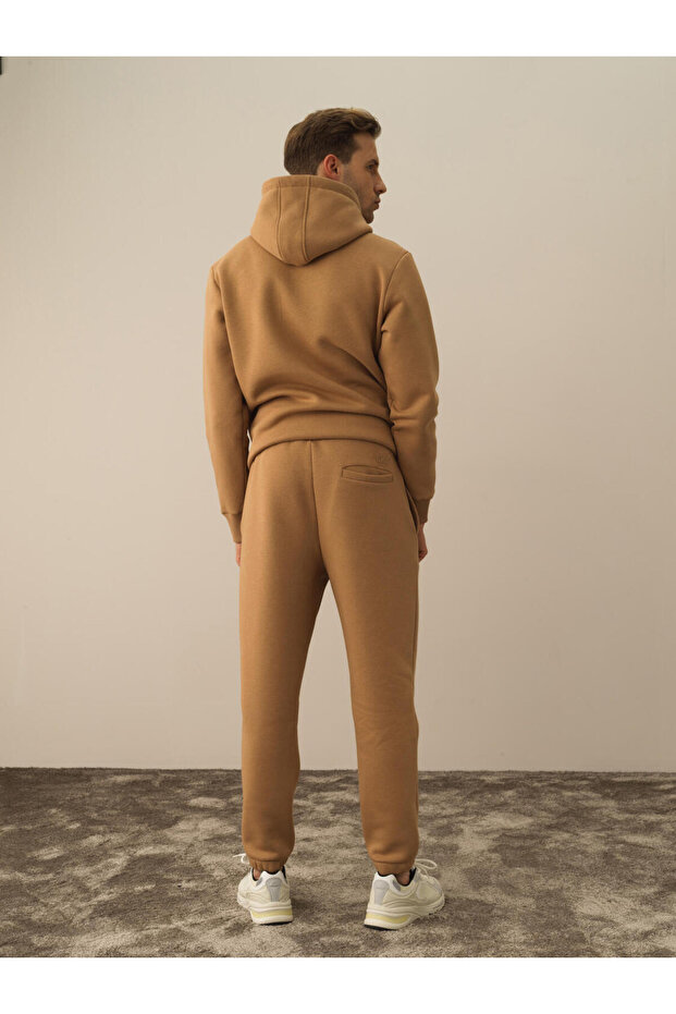Erkek Camel Pamuklu Regular Fit Basic Sweatpant - 4