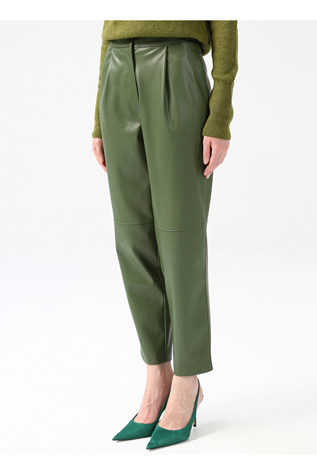 Normal Bel Basic Yeşil Kadın Pantolon Ymn-16 - 4