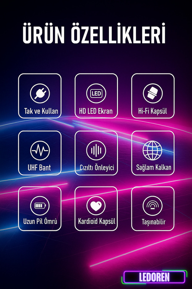 Wn03 Ses Sistemi Hoparlör İçin Kablosuz El Mikrofonu - 5