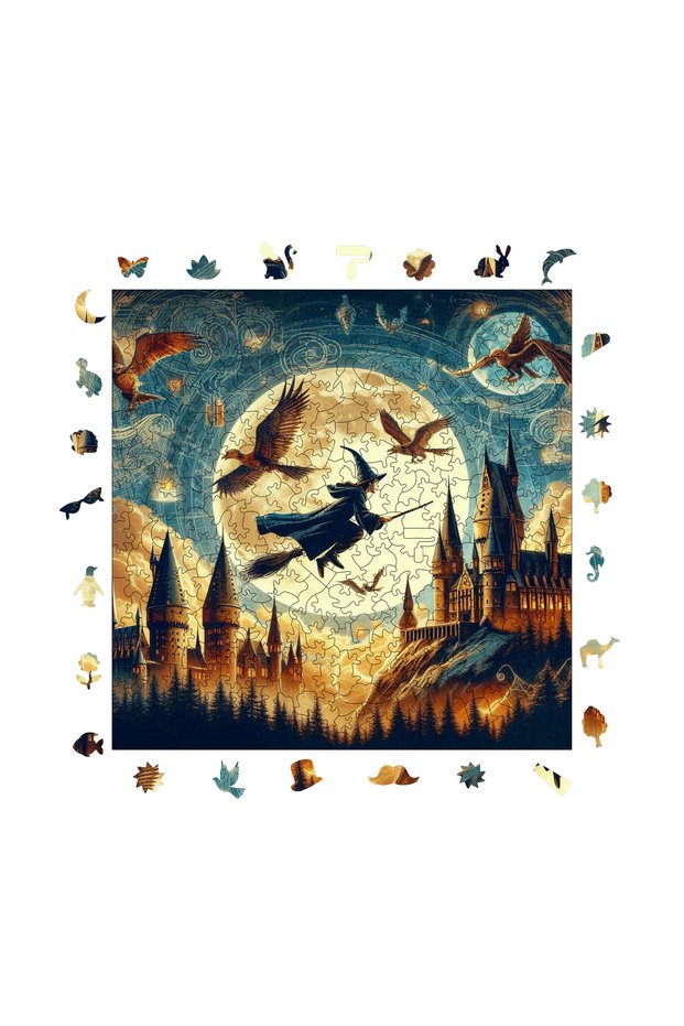 The Mystery of Hogwarts Wooden Puzzle Adult Unique Piece Puzzle Puzzle with Adhesive S1-07
