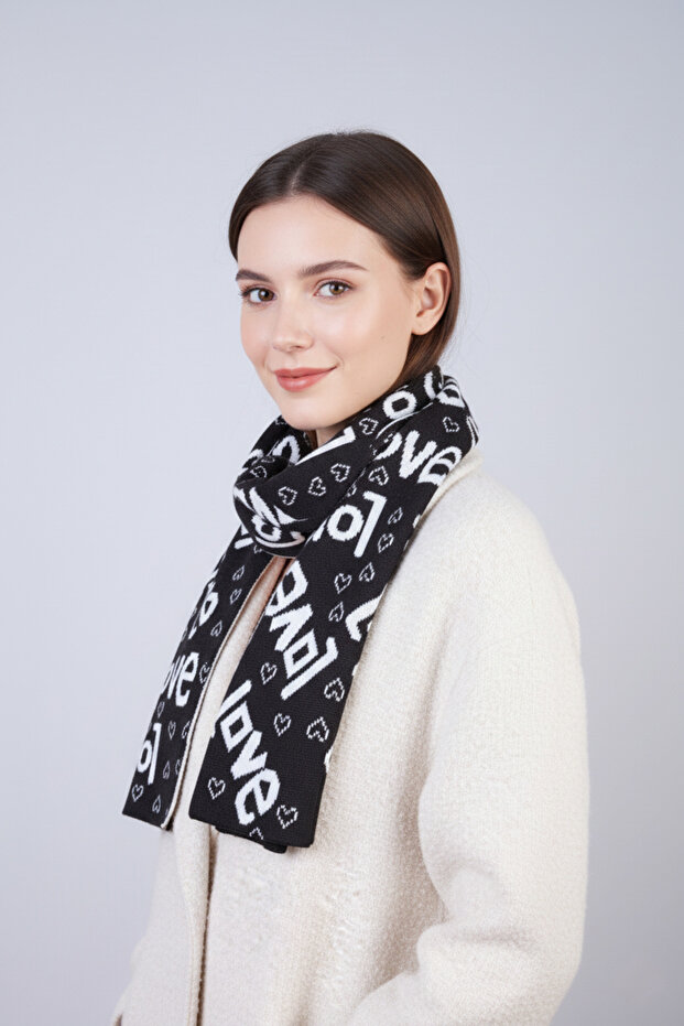 Eșarfă de tricotat cu tematică dragoste - 2