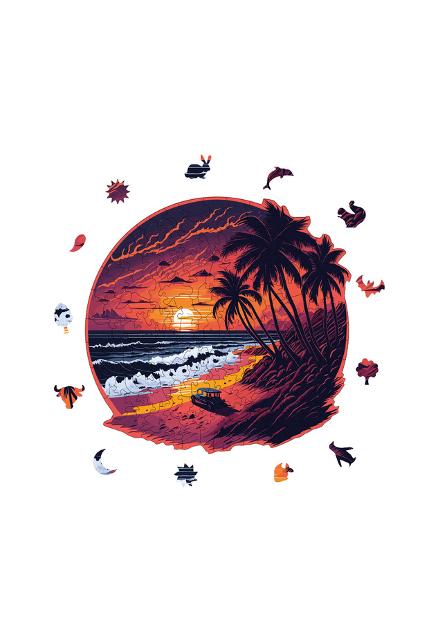 Wooden Puzzle - Palm Island - 149 Pieces, 29X28 cm