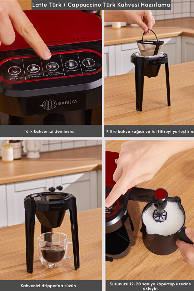 Hatır Barista Cappuccino ve Türk Kahve Makinesi İmperial Red - 5