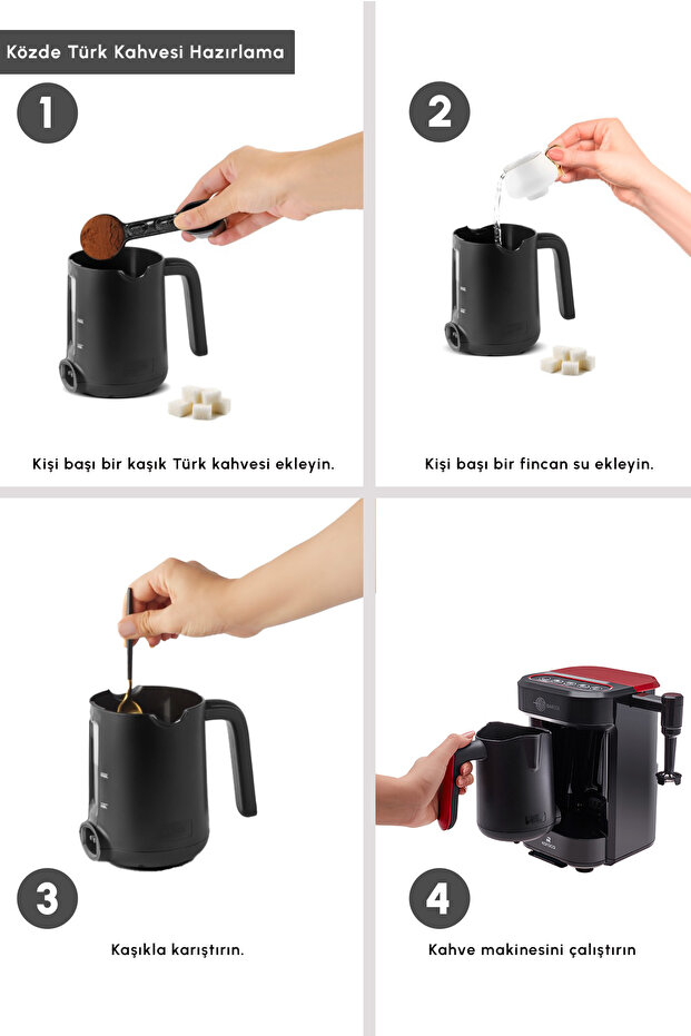 Hatır Barista Cappuccino ve Türk Kahve Makinesi İmperial Red - 6
