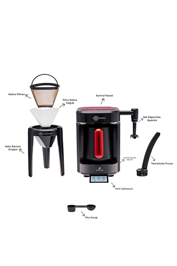 Hatır Barista Cappuccino ve Türk Kahve Makinesi İmperial Red - 4