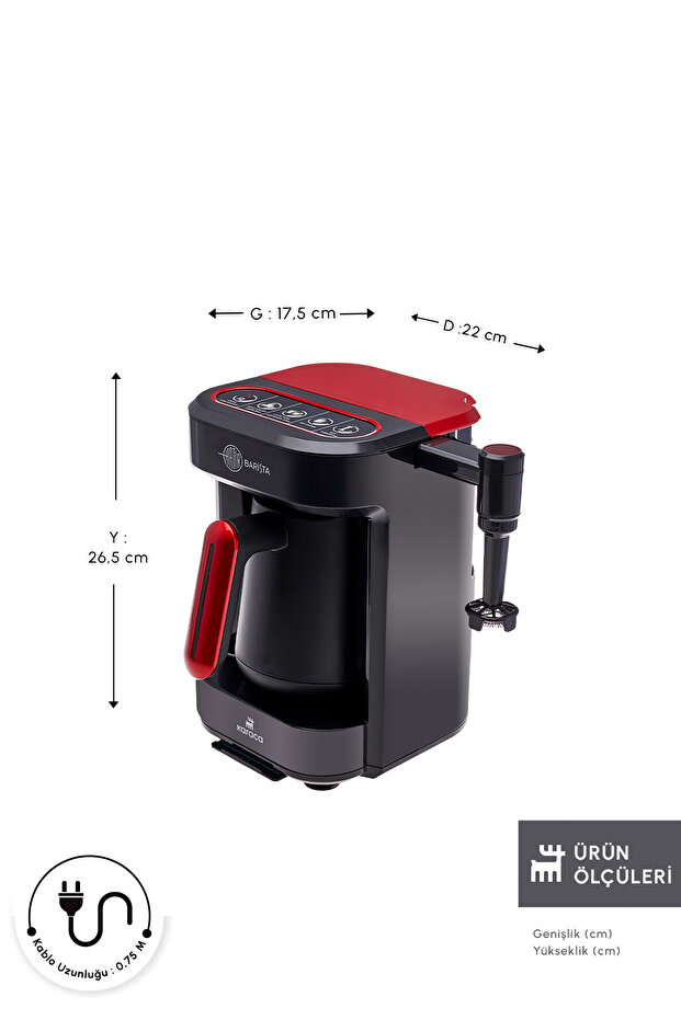 Hatır Barista Cappuccino ve Türk Kahve Makinesi İmperial Red - 2