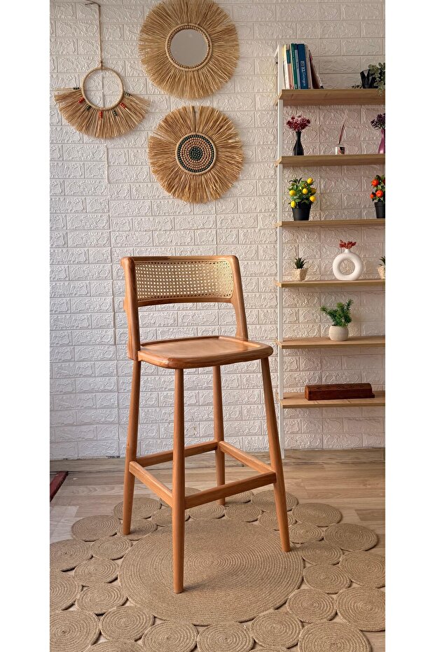 Concept Odin Bar Sandalyesi Hasırlı Naturel Ahşap Ada Sandalye - 1