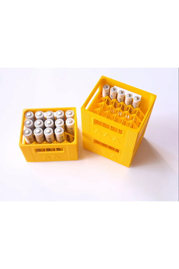 Renkli Mini Kasa Pil Organizer | 20 AA + 30 AAA Pil Saklama Kutusu | Üst Üste Takılabilir 2’li Set - 1