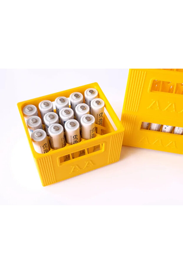 Renkli Mini Kasa Pil Organizer | 20 AA + 30 AAA Pil Saklama Kutusu | Üst Üste Takılabilir 2’li Set - 4