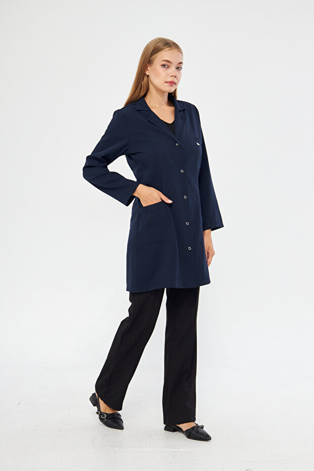 مريلة عمل باللون الأزرق الداكن، ملابس عمل - 4