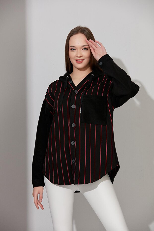 Hooded Buttoned Sweatshirt (Un-61401) - 2