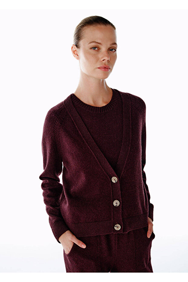 Kaşmir Triko Hırka Mor - 4